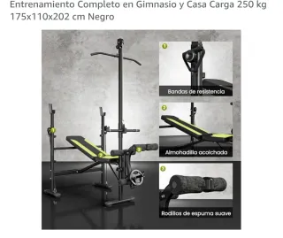 Banco musculación con polea y carga 250kg