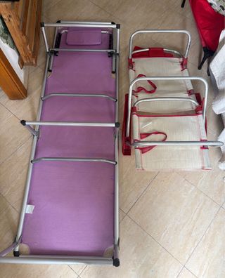 Tumbonas y silla de playa plegables