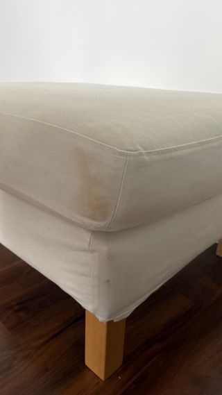 Puff Salón Blanco Ikea Tela y Madera