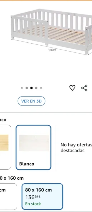 Cama infantil con barrera y colchón Pikolín