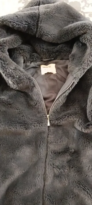 Abrigo pelo gris oscuro Brownie