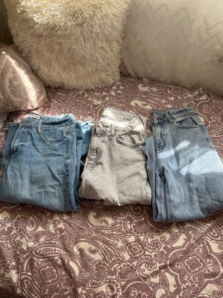 Pack 3 Pantalones Vaqueros Anchos Talla s/xs