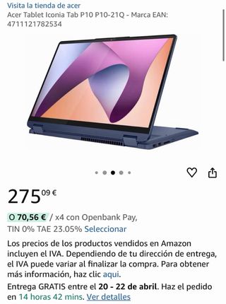 Tablet Acer Iconia Tab P10-21Q / 128GB