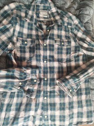Camisa Guess cuadros rosa y verde