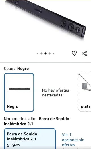 Barra de sonido LG SJ3 con subwoofer