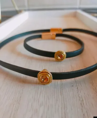 Conjunto piel gargantilla y pulsera