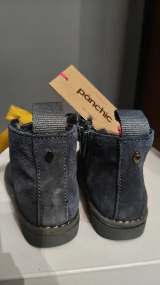 Panchic bimbo scarpe blu con lacci gialli