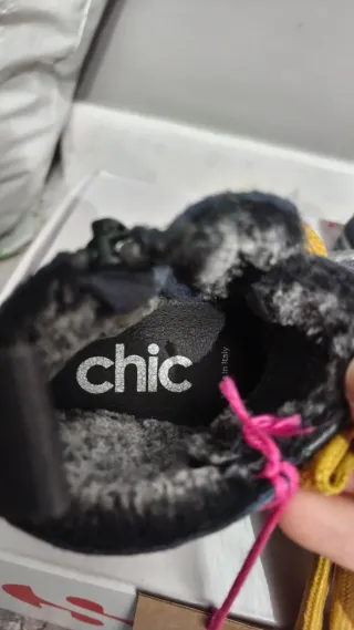 Panchic bimbo scarpe blu con lacci gialli
