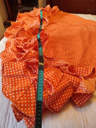Falda flamenca naranja lunares blancos