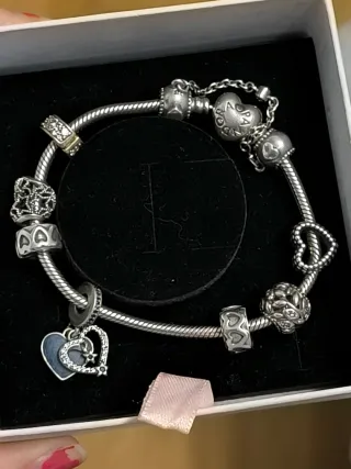 Pulsera Pandora Original Corazón Azul y Plata