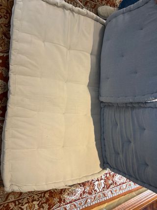 Cojines decorativos (2 azules, 1 blanco)