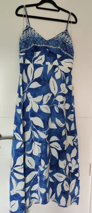 Vestido Zara Estampado Azul y Blanco