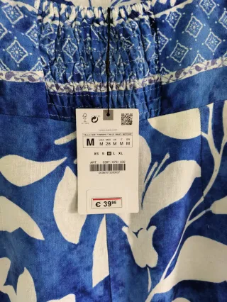 Vestido Zara Estampado Azul y Blanco