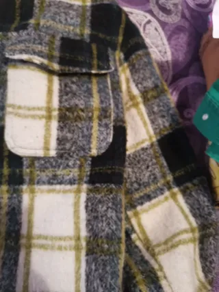 Camisa abrigo cuadros Bershka M