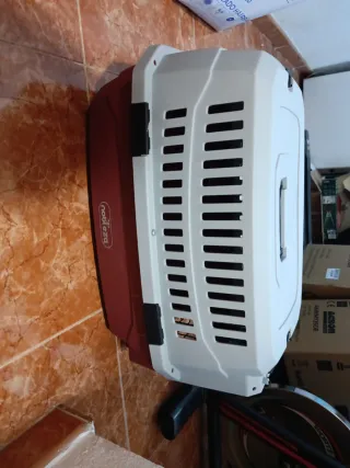 Transportín para mascotas gris y blanco