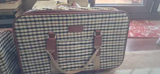 Conjunto Maletas Cuadros Beige y Marrón