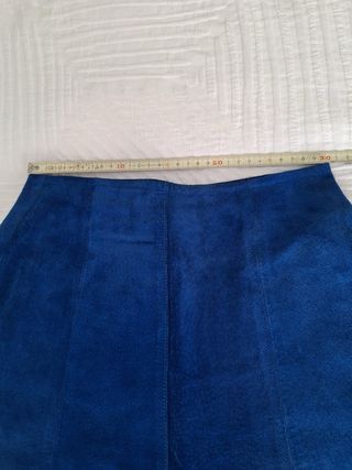 Minifalda pantalón ante, piel azul, Salambo Ibiza