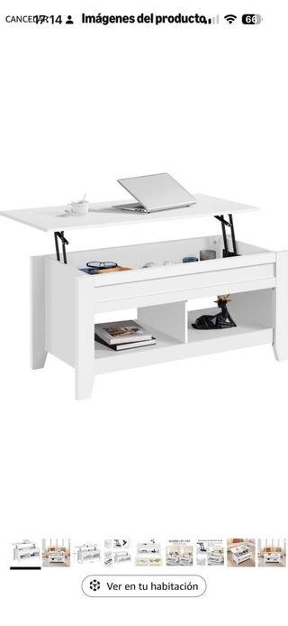 Mesa de centro elevable madera blanca