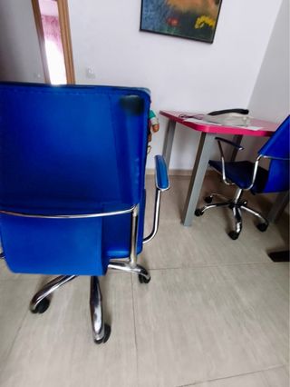 Sedia da studio blu con ruote (due sedie)