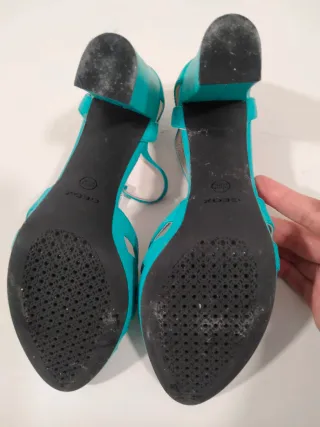 Sandalias Geox Tira Tobillo Tacón Azul Turquesa