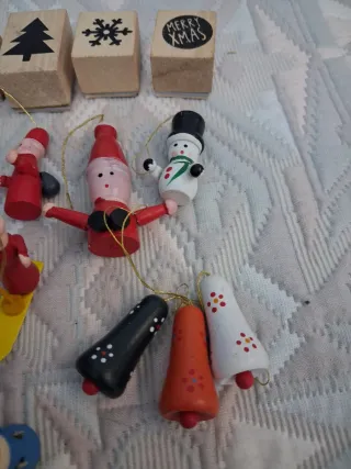Lote 13x adornos Navidad madera plus 5x sellos