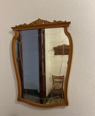 Espejo antiguo madera y cristal 60x91cm