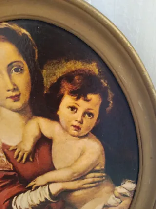 Cuadro Virgen María con Niño Jesús Ovalado