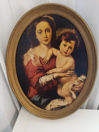 Cuadro Virgen María con Niño Jesús Ovalado