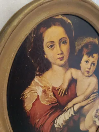 Cuadro Virgen María con Niño Jesús Ovalado