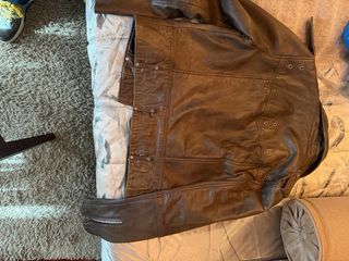 Chaqueta de cuero Mango marrón