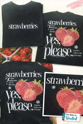 Camiseta negra Strawberries Talla M