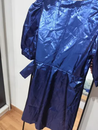 Vestido fiesta cruzado Zara azul talla única