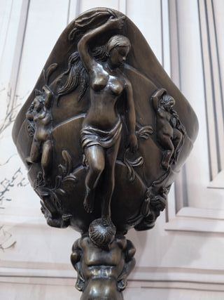 Escultura Bronce Modernista Cuenco Sirenas