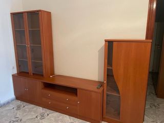 Mueble de salón modular madera y cristal
