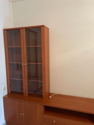 Mueble de salón modular madera y cristal