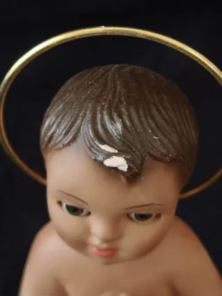 Niño Jesús escayola vintage ojos cristal