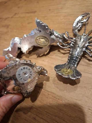 Statuetta Pesce Gatto Aragosta Argento 925