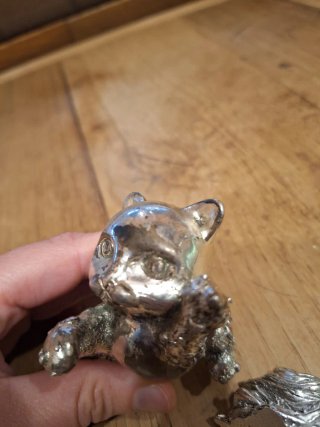 Statuetta Pesce Gatto Aragosta Argento 925