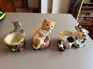 Figuras vintage: gato, vaca y gatito