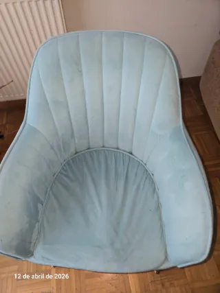 Lote 3 Sillas Terciopelo Azul Patas Doradas
