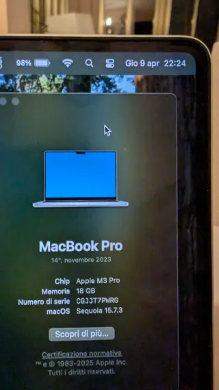 MacBook Pro M3 Pro soli 75 cicli di ricarica