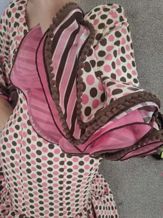 Traje de flamenca lunares rosa y marrón