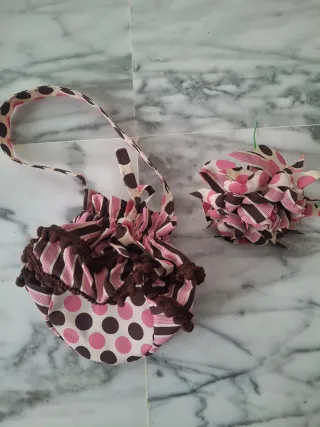 Traje de flamenca lunares rosa y marrón