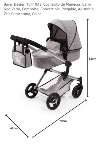 Carro de muñecas gris