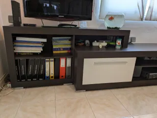 Móvel de TV Moviflor Branco Lacado e Wengue