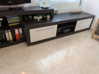 Móvel de TV Moviflor Branco Lacado e Wengue