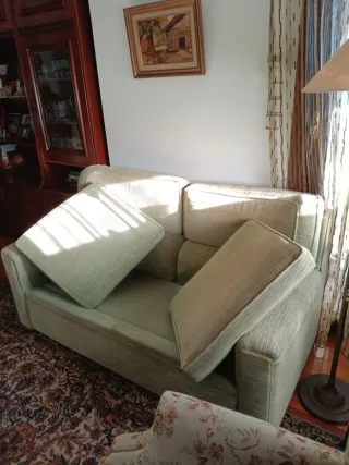 Sofá de 2 plazas en tela verde