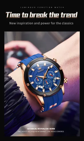 Reloj OLEVS Hombre Azul y Dorado