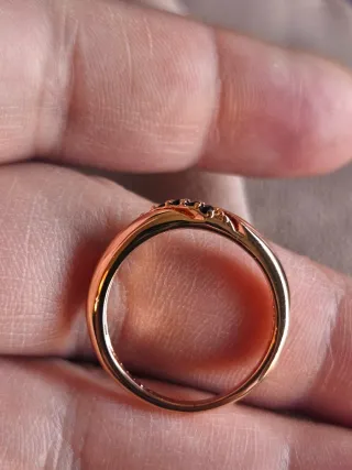 Anillo Chapado Oro 585 con Circonitas Negras