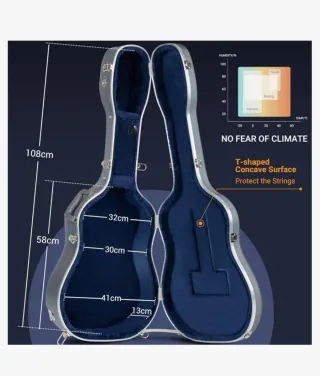 Funda Rígida Guitarra Acústica Gris